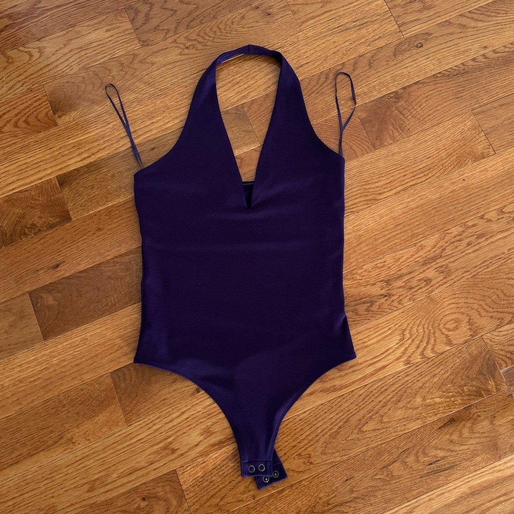 Express V-Neck Halter Purple Bodysuit